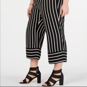 NWT INC Plus Size Cropped Wide Leg Striped Pants